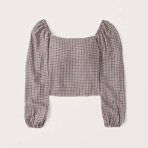 NWOT Abercrombie & Fitch Long-Sleeve Plaid Puff Sleeve Top